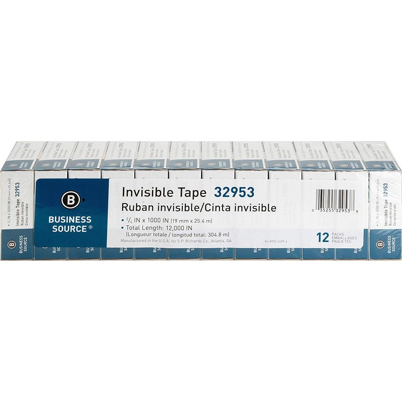 Business Source Invisible Tape, 1 Core, 3/4x1000, 36/PK, Clear (BSN32953) - Image 3